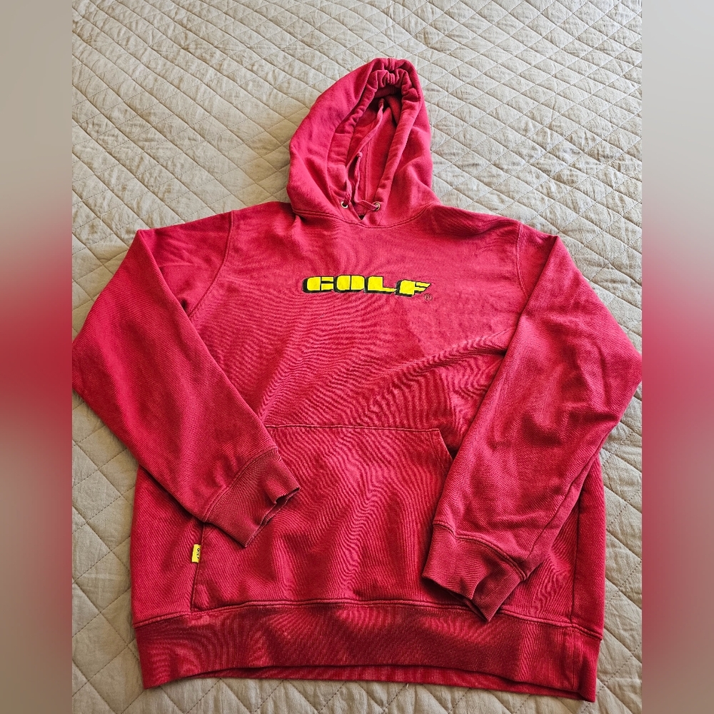 Golf Wang Red Cotton Front‎ Pocket Logo Streetwear Hoodie Sz M